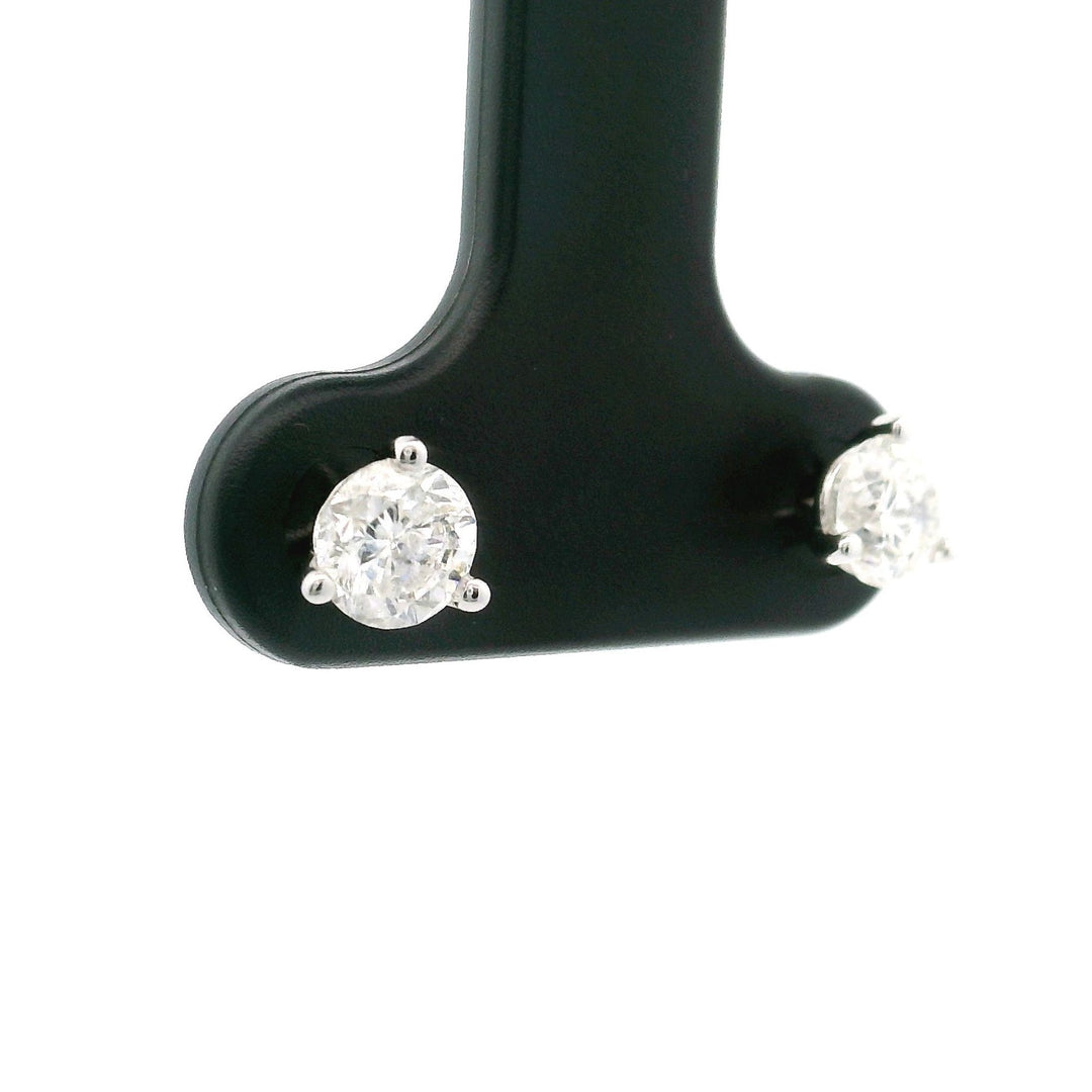 Brand New 3/4cttw Round Brilliant Diamond Stud Earrings 14k White Gold