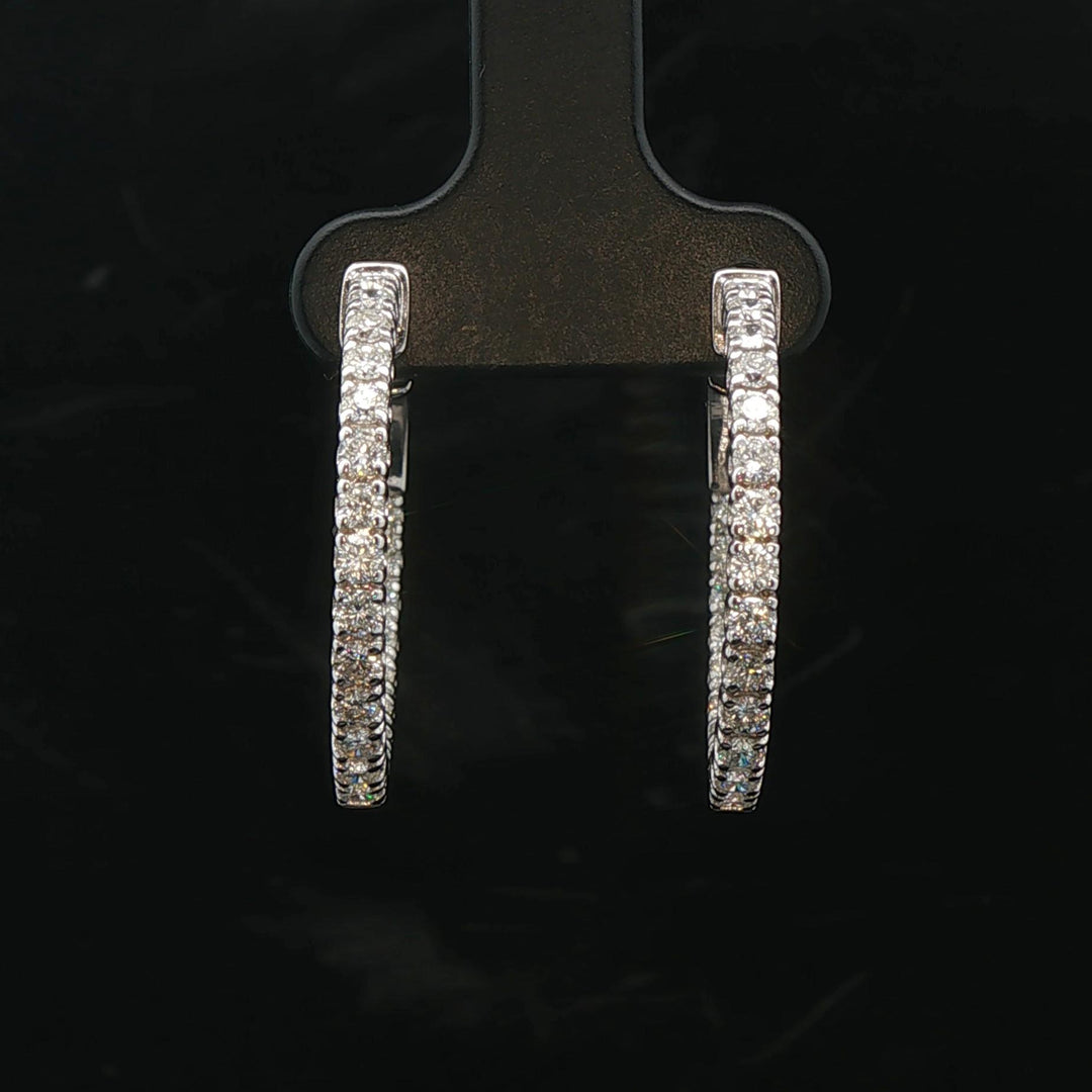 Brand New 1.50cttw Natural Diamond Hoop Earrings in 14k White Gold