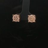14k Rose Gold and 1cttw Diamond Cluster Stud Earrings