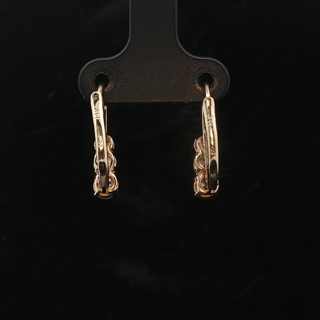 14k Yellow Gold and 1cttw Six Diamond Drop Earrings 0.75"