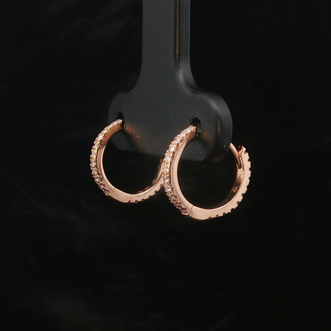 Brand New 0.20cttw Natural Diamond Micro Hoop Earrings in 14k Rose Gold