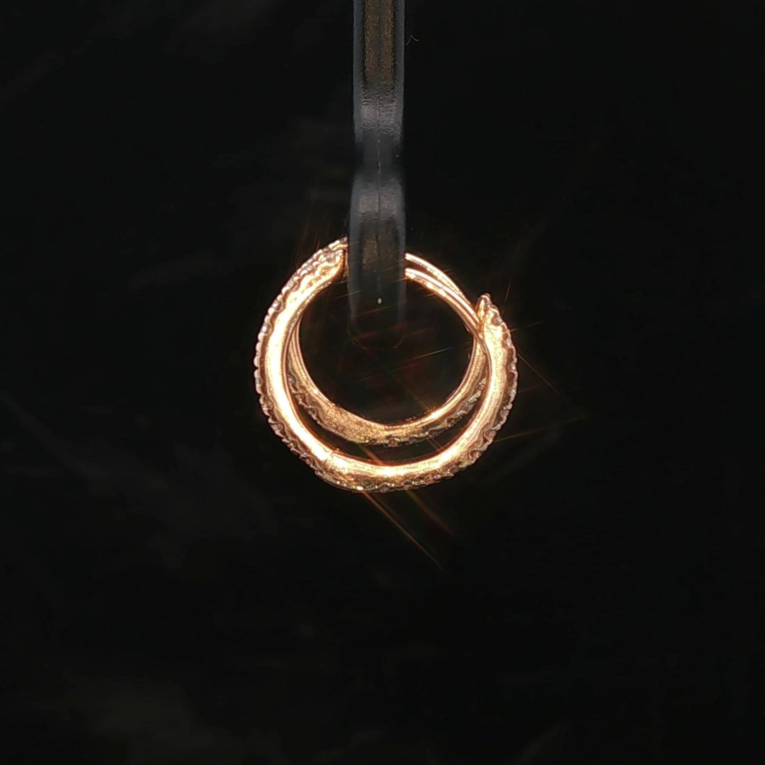 Brand New 0.20cttw Natural Diamond Micro Hoop Earrings in 14k Rose Gold