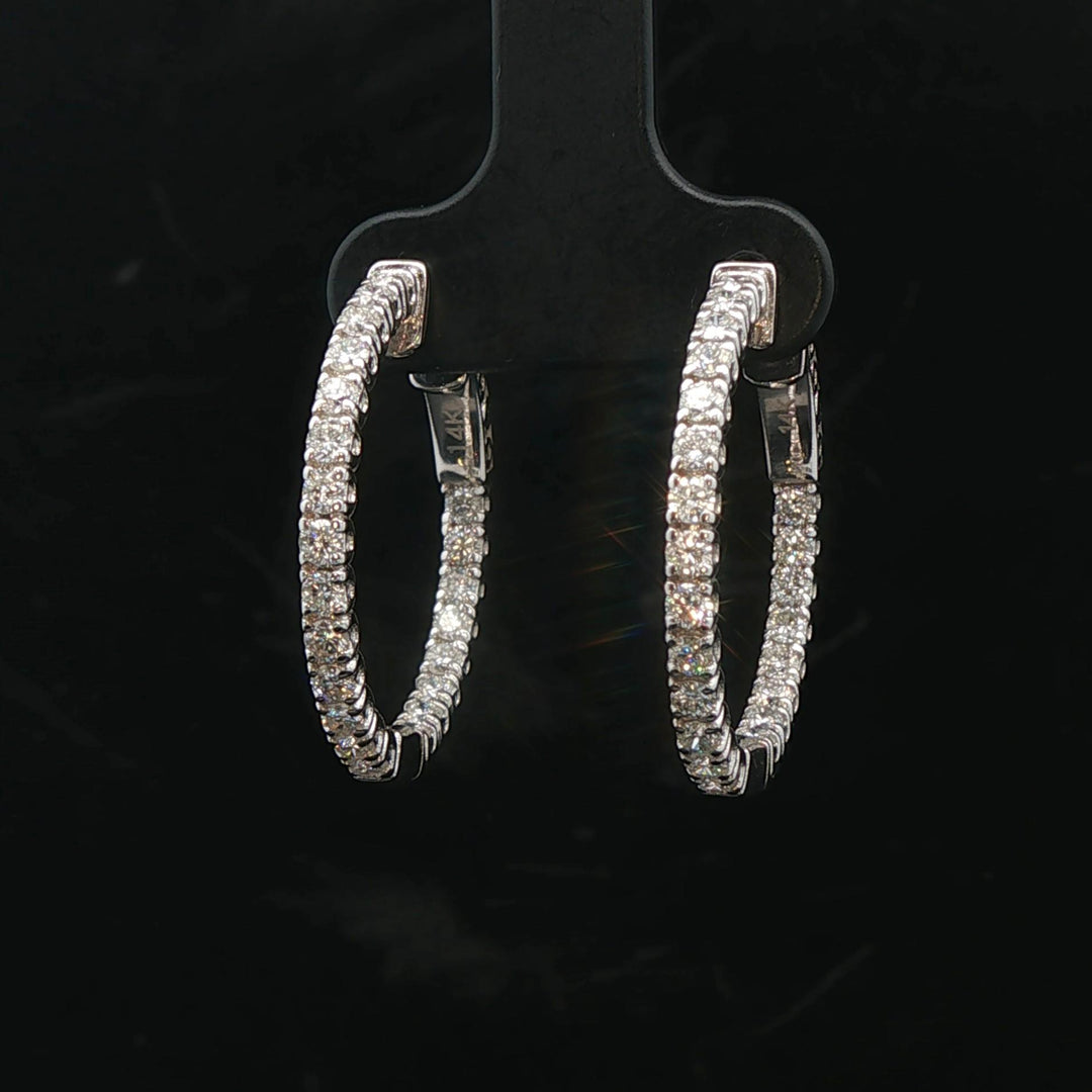 Brand New 1.50cttw Natural Diamond Hoop Earrings in 14k White Gold