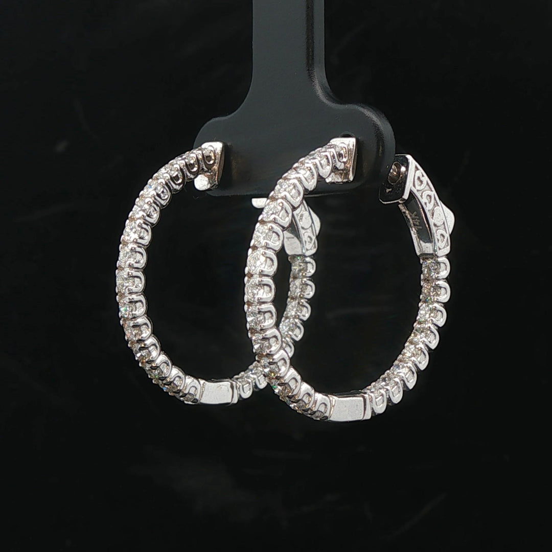 Brand New 1.50cttw Natural Diamond Hoop Earrings in 14k White Gold