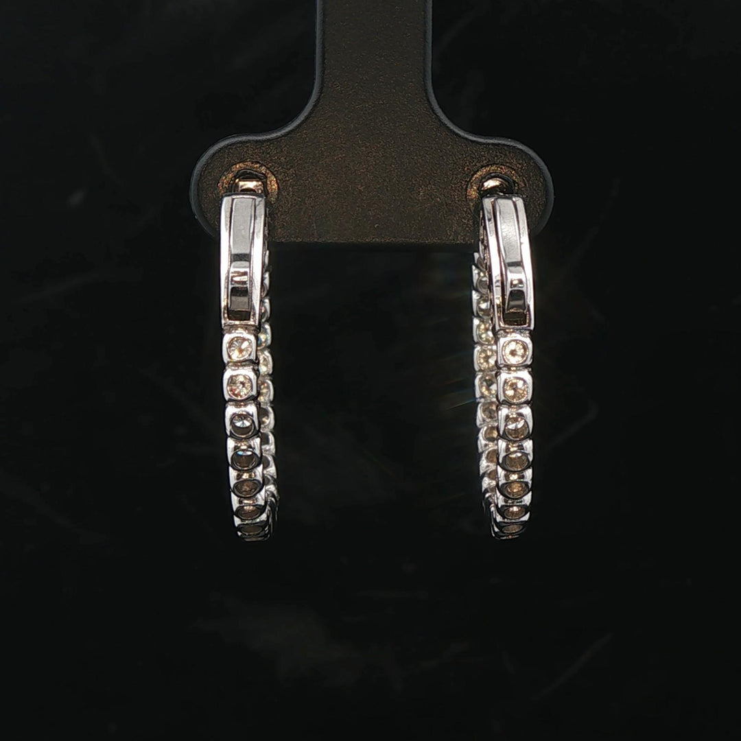 Brand New 1.50cttw Natural Diamond Hoop Earrings in 14k White Gold