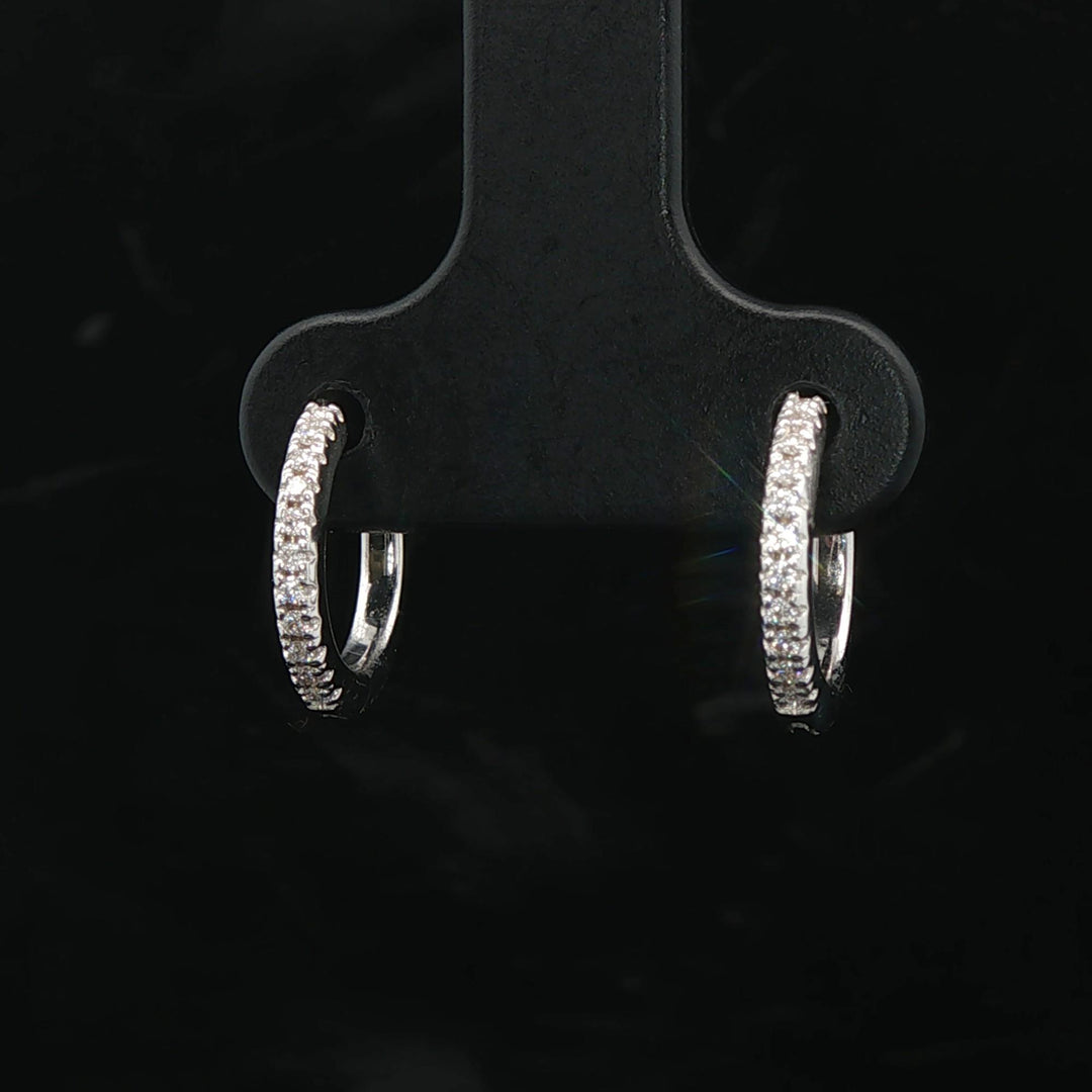 Brand New 0.20cttw Natural Diamond Micro Hoop Earrings in 14k White Gold