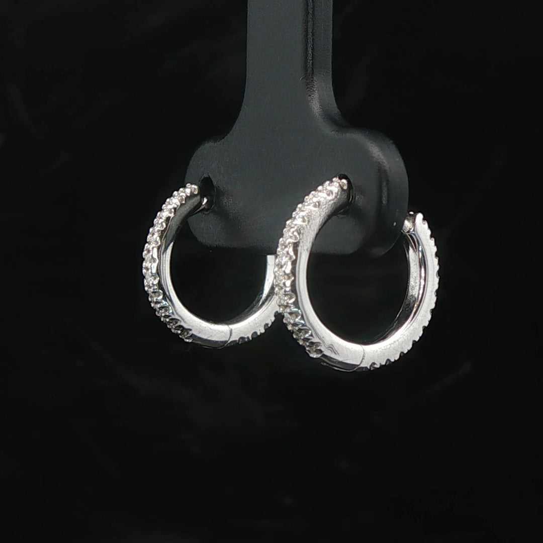 Brand New 0.20cttw Natural Diamond Micro Hoop Earrings in 14k White Gold