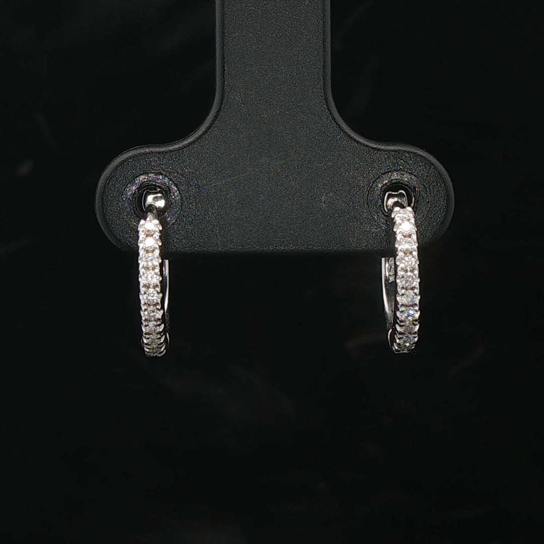 Brand New 0.20cttw Natural Diamond Micro Hoop Earrings in 14k White Gold
