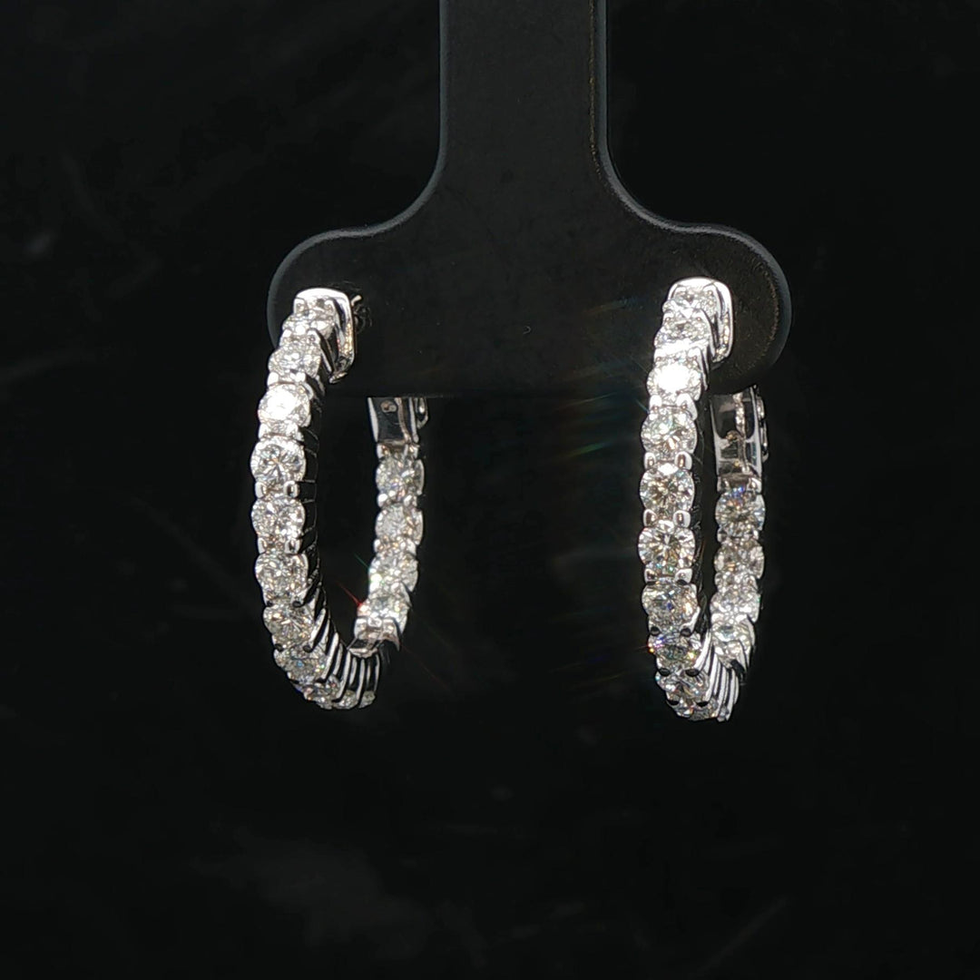 Brand New 1.50cttw Natural Diamond Chunky Hoop Earrings in 14k White Gold