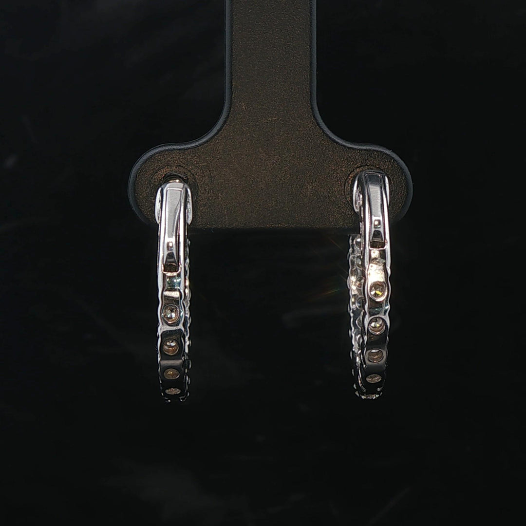 Brand New 1.50cttw Natural Diamond Chunky Hoop Earrings in 14k White Gold