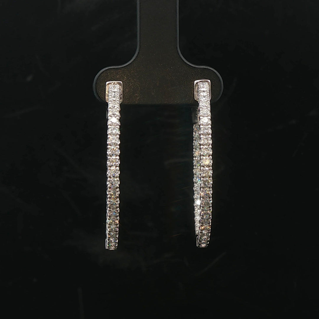 Brand New 1.75cttw Natural Diamond Hoop Earrings in 14k White Gold