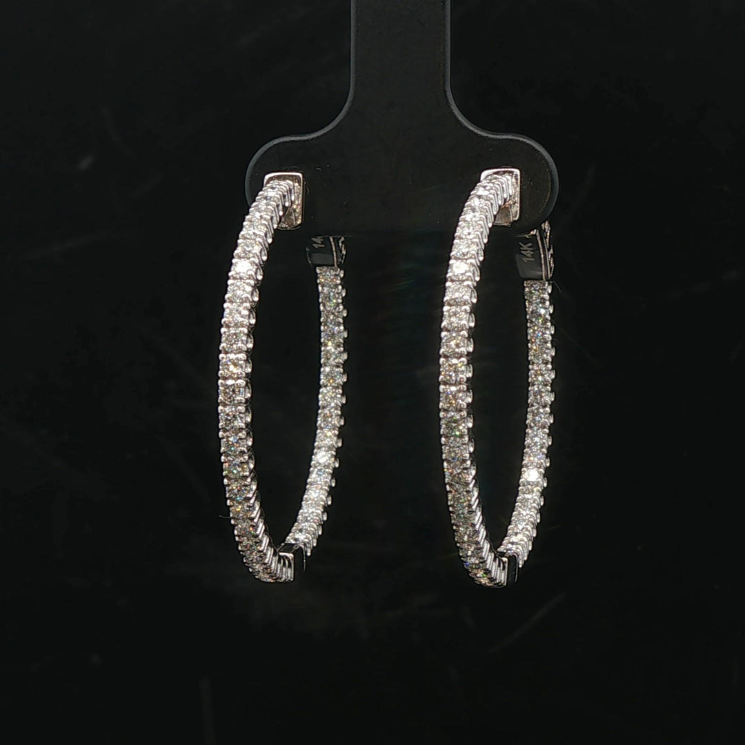Brand New 1.75cttw Natural Diamond Hoop Earrings in 14k White Gold