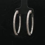 Brand New 1.75cttw Natural Diamond Hoop Earrings in 14k White Gold