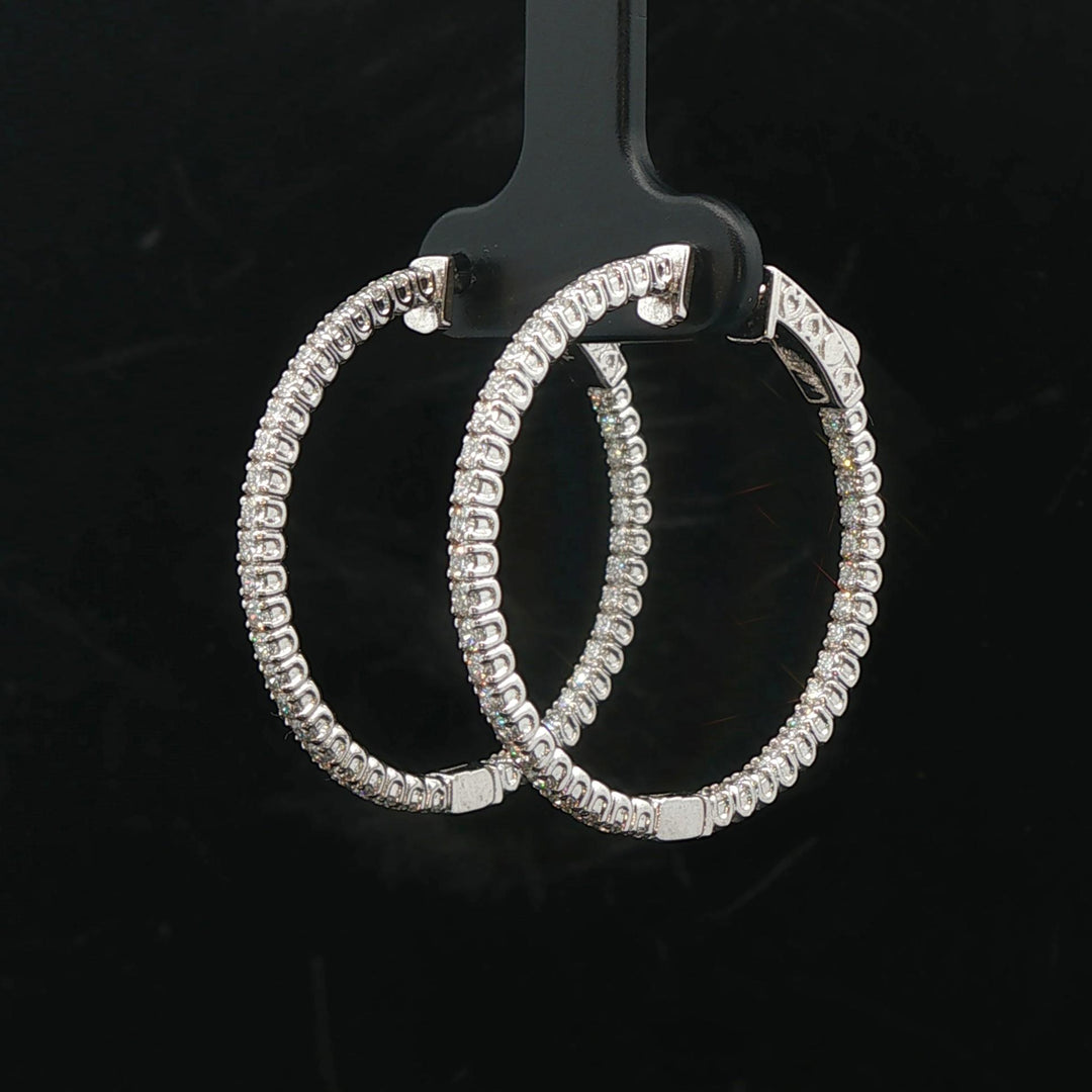 Brand New 1.75cttw Natural Diamond Hoop Earrings in 14k White Gold