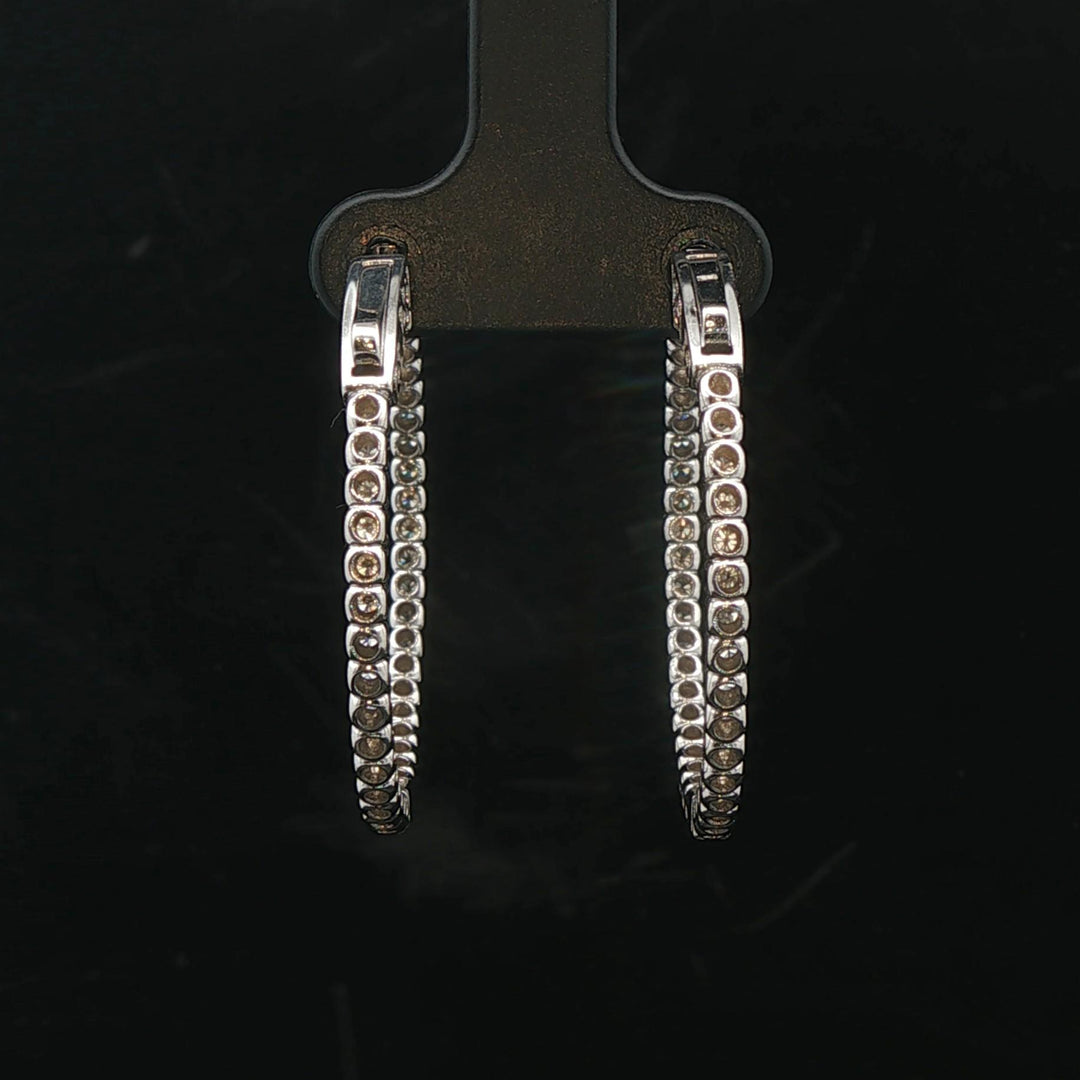 Brand New 1.75cttw Natural Diamond Hoop Earrings in 14k White Gold