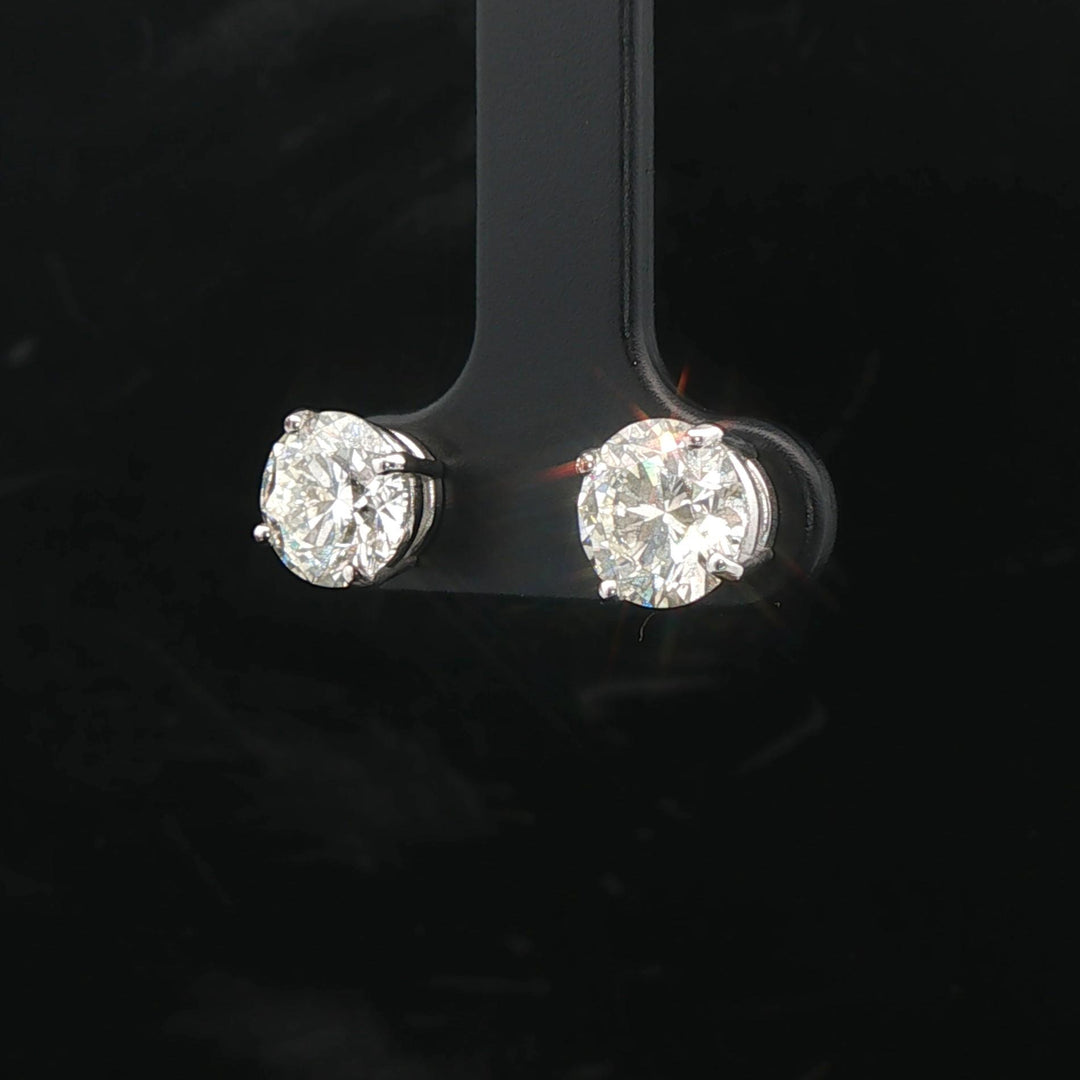 Brand New 3cttw Natural Diamond Stud Earrings in 14k White Gold