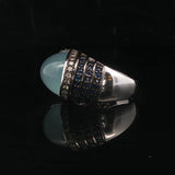 Le Vian 14k White Gold Moonstone Blue Sapphire and Diamond Ring Size 7
