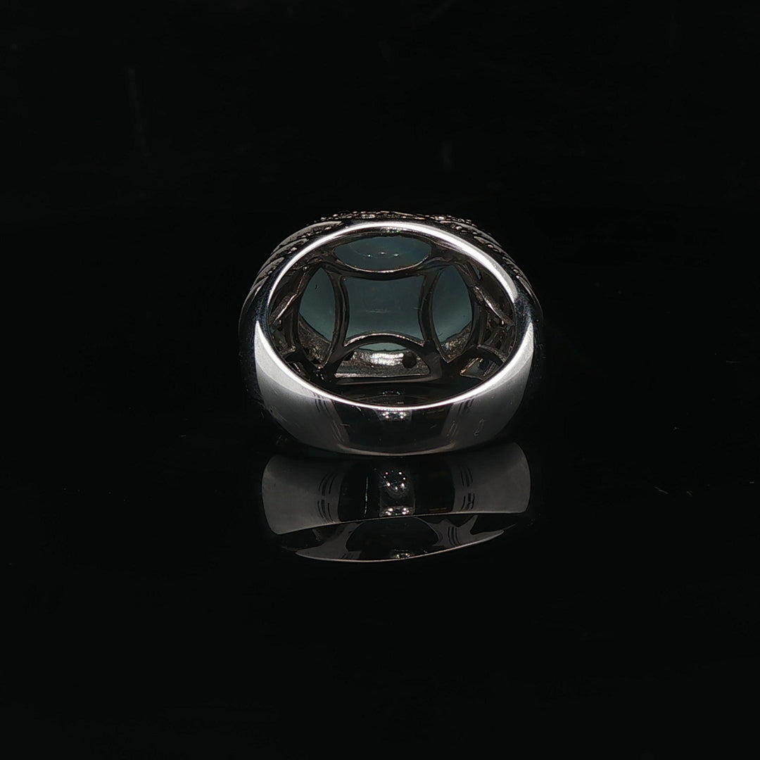 Le Vian 14k White Gold Moonstone Blue Sapphire and Diamond Ring Size 7