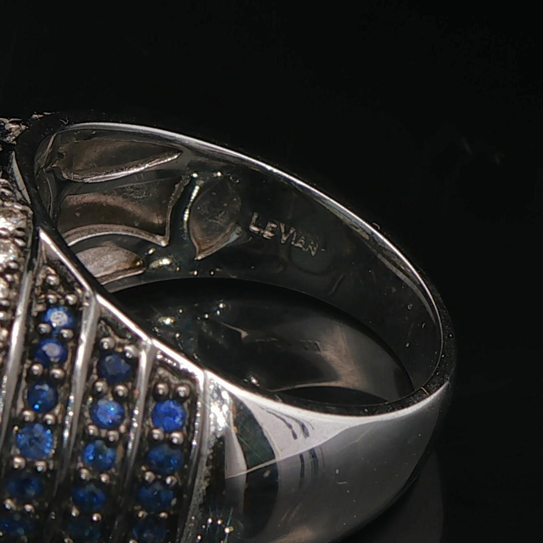 Le Vian 14k White Gold Moonstone Blue Sapphire and Diamond Ring Size 7