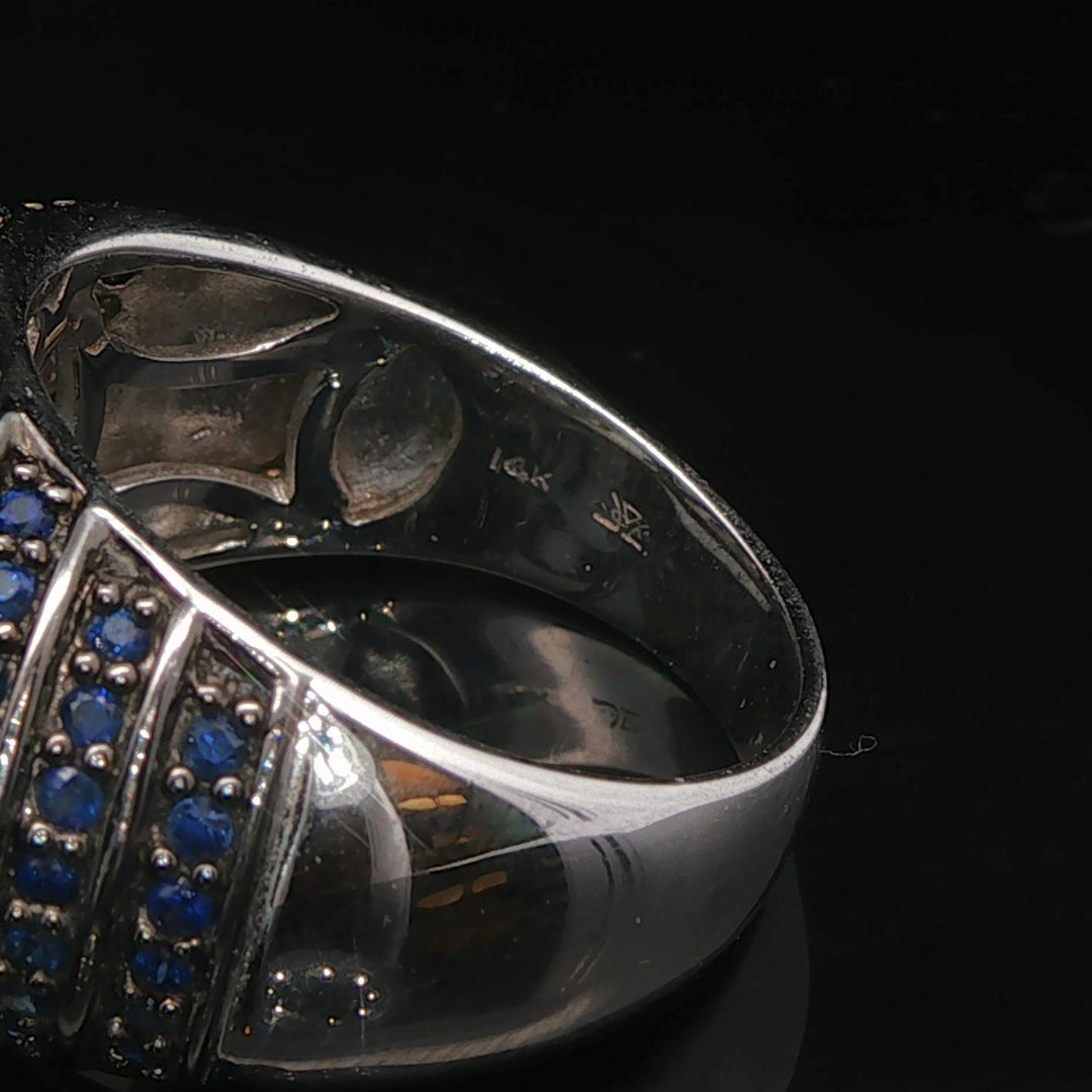 Le Vian 14k White Gold Moonstone Blue Sapphire and Diamond Ring Size 7