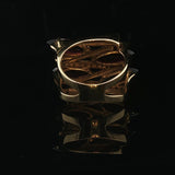 18k Yellow Gold Red Garnet and Diamond Heavy Abstract Ring Size 5.5