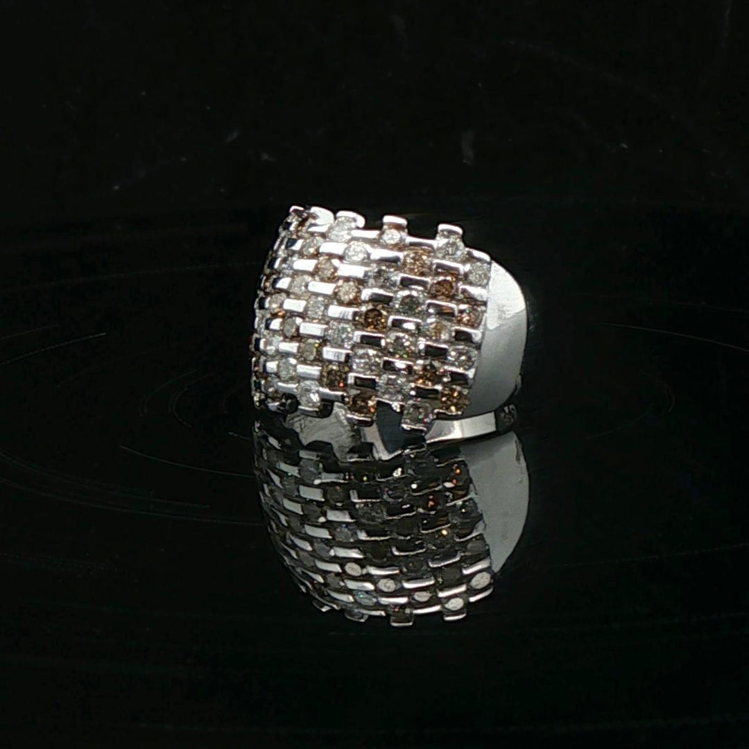 14k White Gold 1cttw White and Chocolate Diamond Ring Size 7