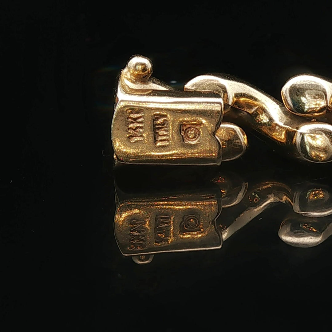 14k Yellow Gold 18.2g Ladies Polished 8.5mm San Marco Link Bracelet Italy 7"