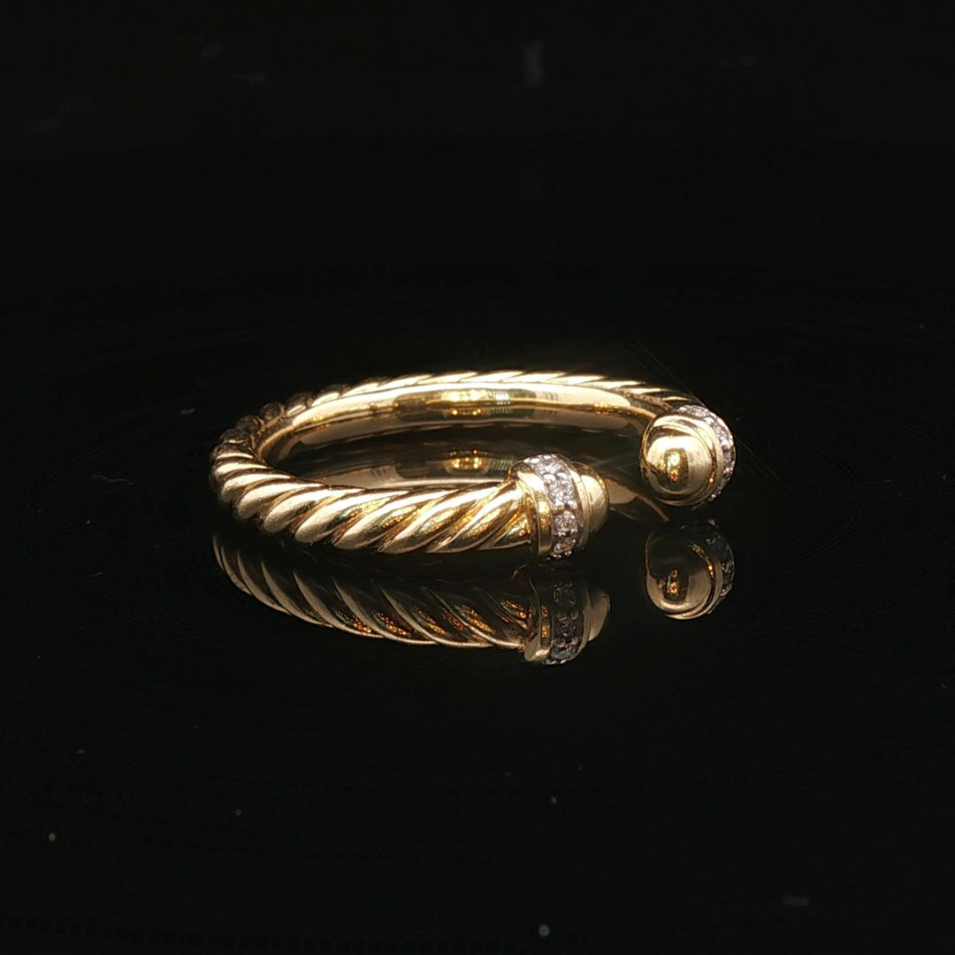 David Yurman 18k Gold and Diamond Open Cable Band Ring Size 7