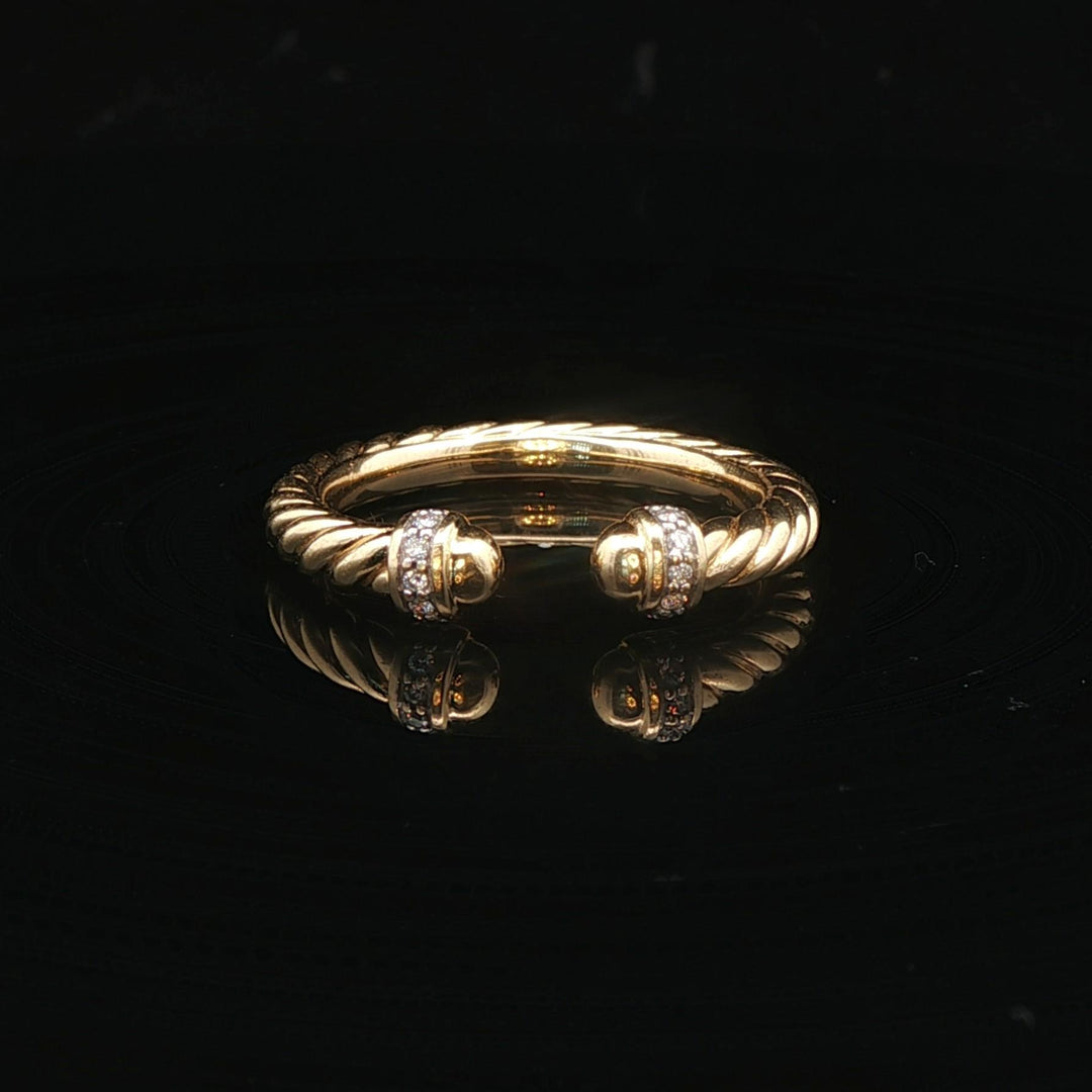 David Yurman 18k Gold and Diamond Open Cable Band Ring Size 7