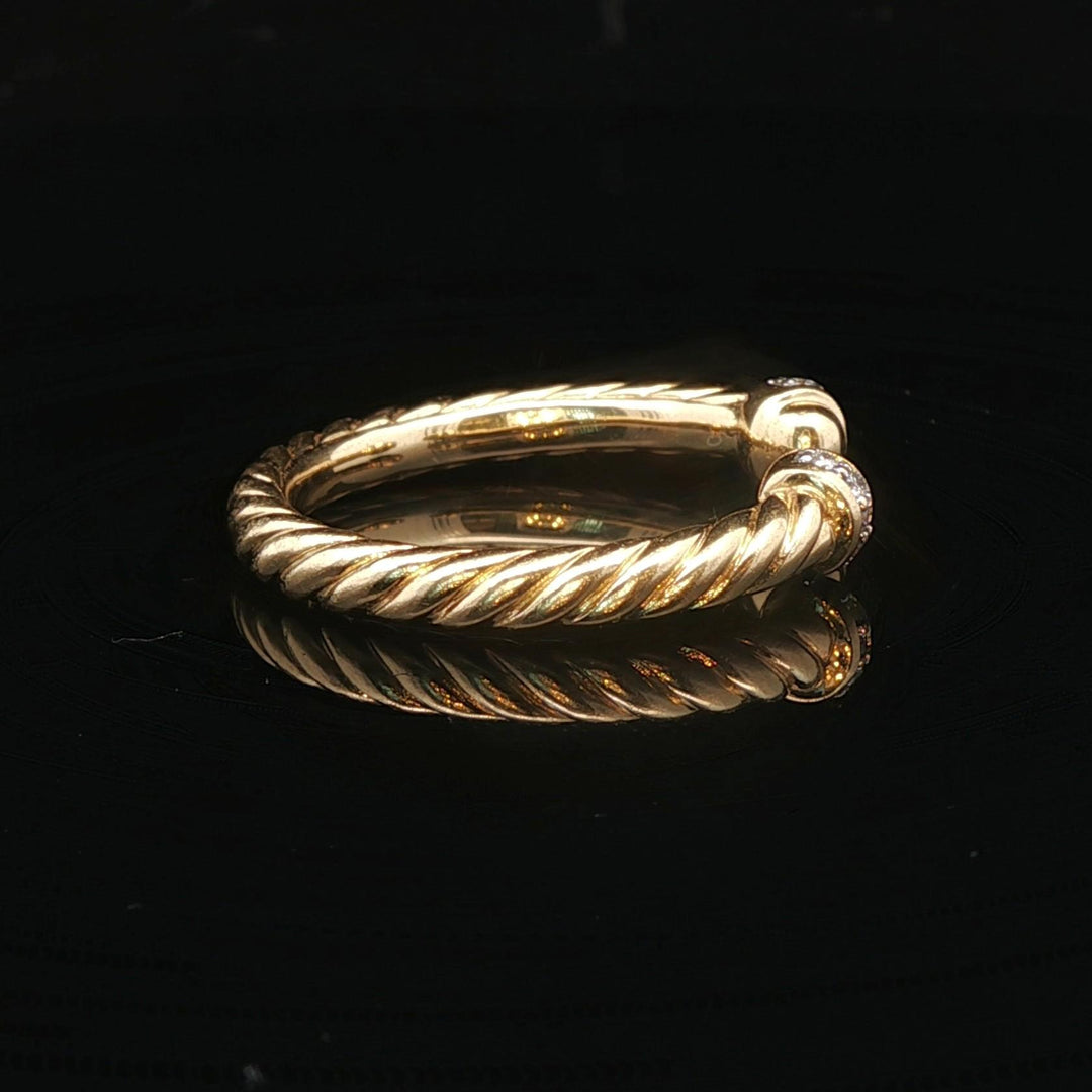 David Yurman 18k Gold and Diamond Open Cable Band Ring Size 7
