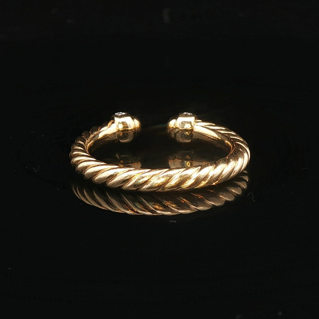 David Yurman 18k Gold and Diamond Open Cable Band Ring Size 7