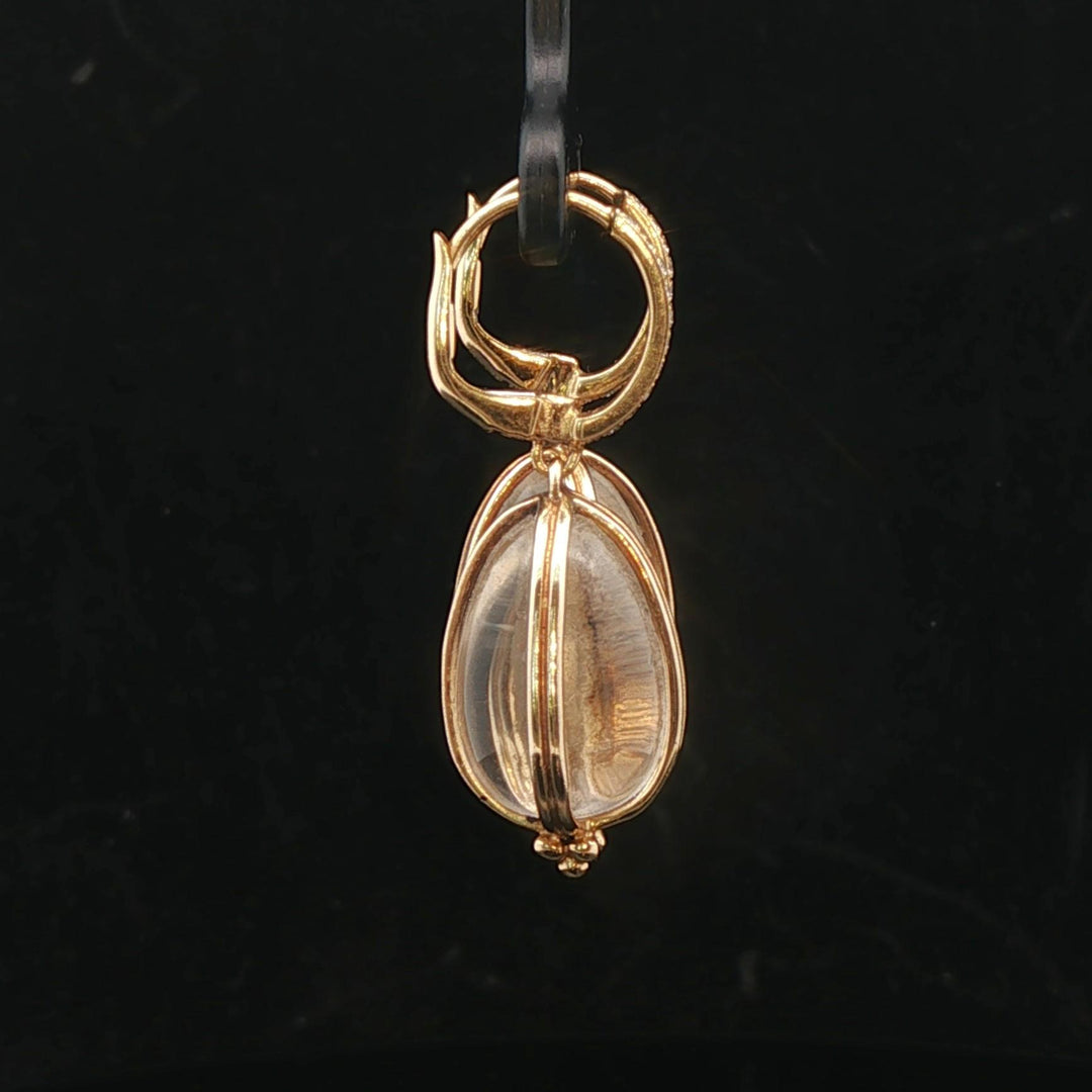 Temple St. Clair 18k Yellow Gold Diamond and Rock Crystal Dangle Earrings 1.4"