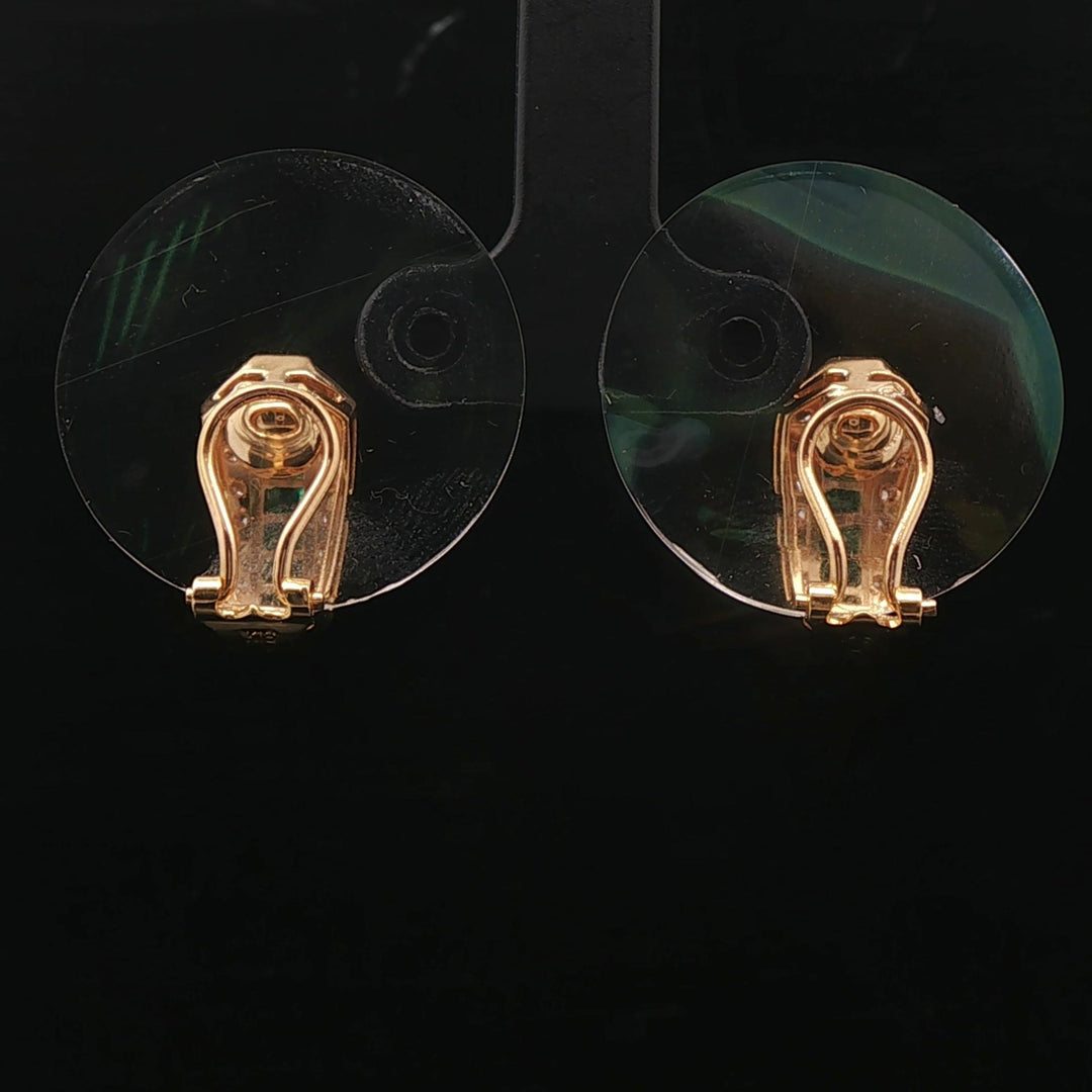 18k Yellow Gold Emerald and Diamond Clip On Earrings