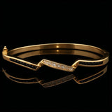 14k Yellow Gold Blue Sapphire and Diamond 15.6g Bangle Bracelet 6.5"