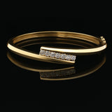 18k Yellow Gold and 1cttw Diamond Solid Heavy 30g Bypass Bangle Bracelet 6.5"