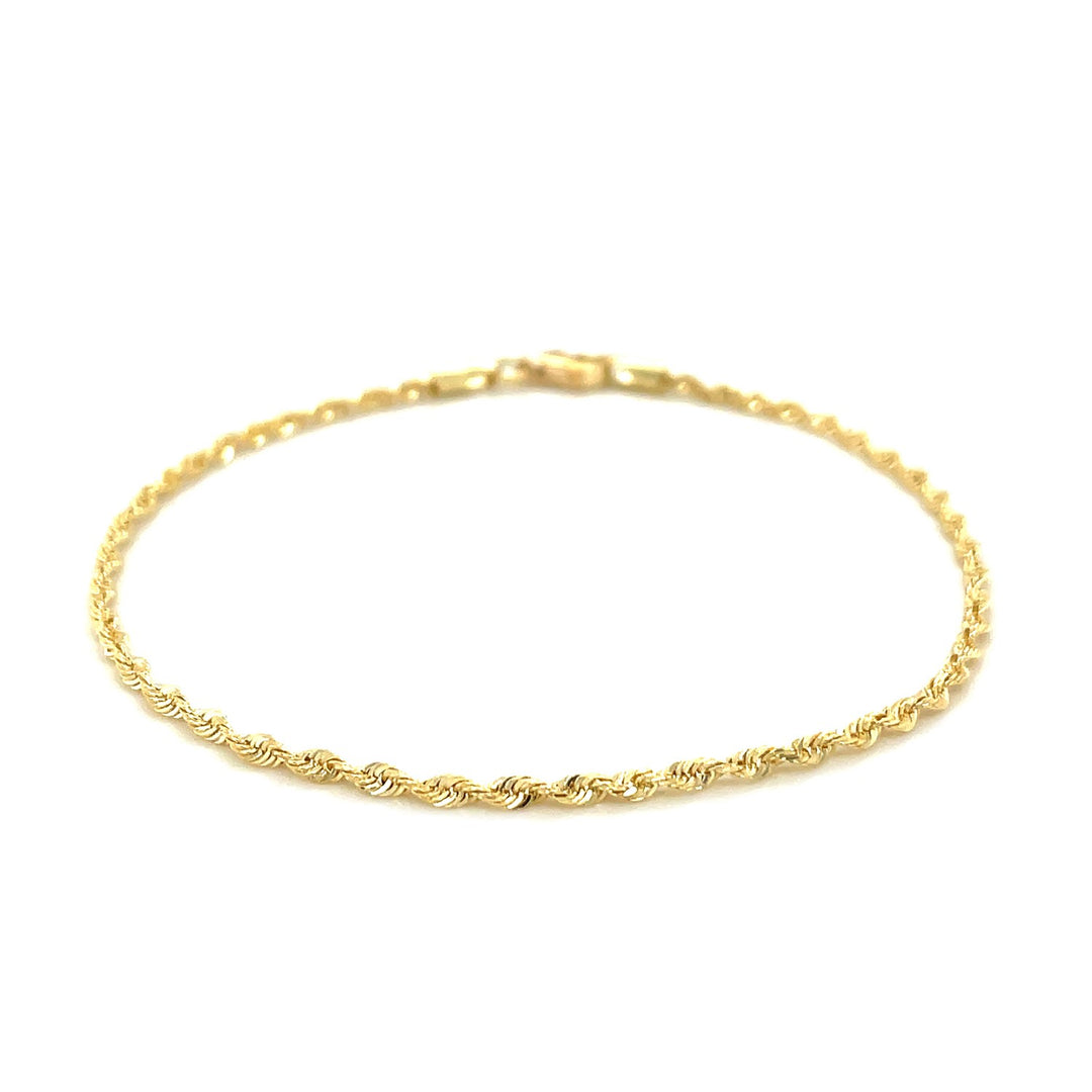 Brand New 10k Yellow Gold Solid Diamond Cut Rope Bracelet (1.80 mm)