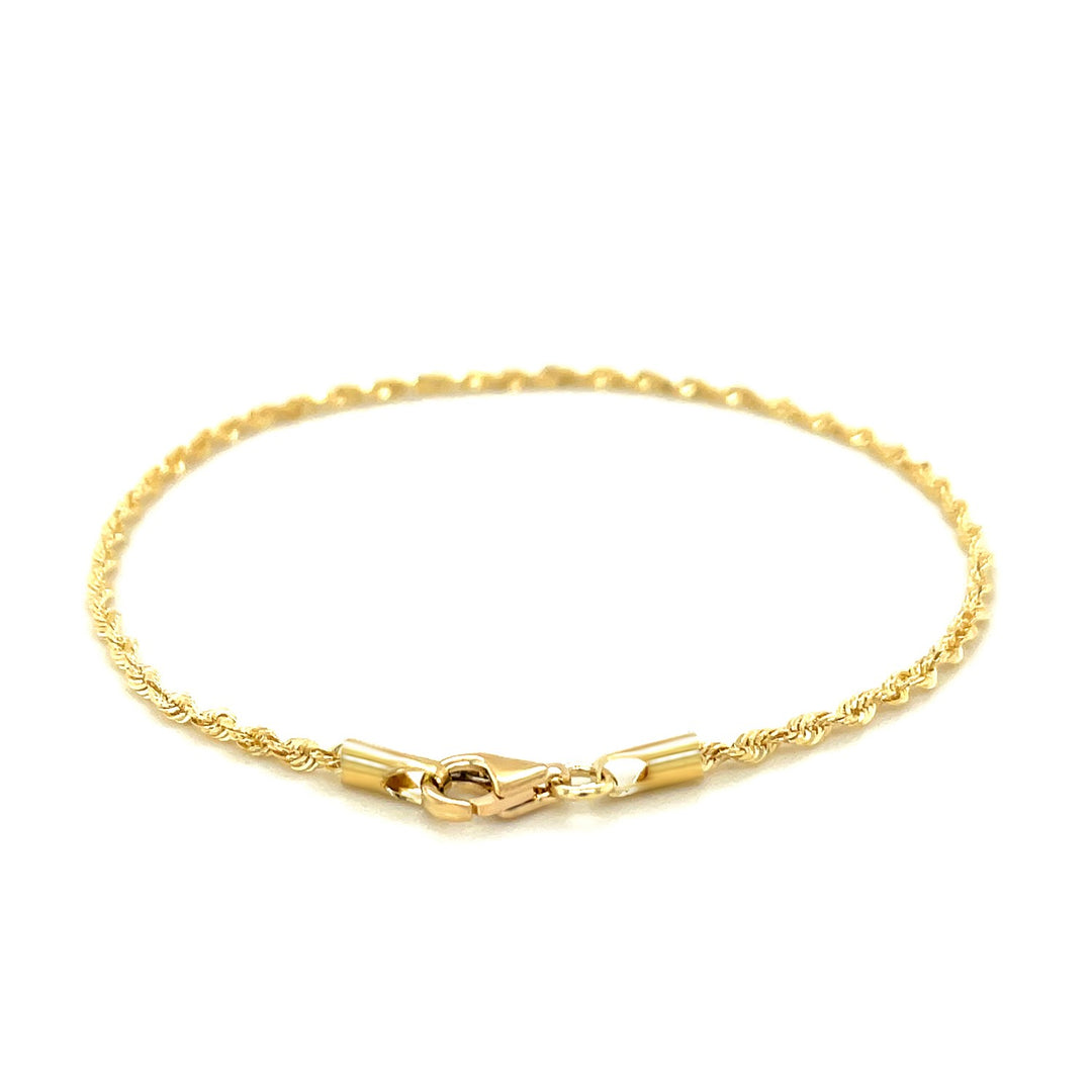 Brand New 10k Yellow Gold Solid Diamond Cut Rope Bracelet (1.80 mm)