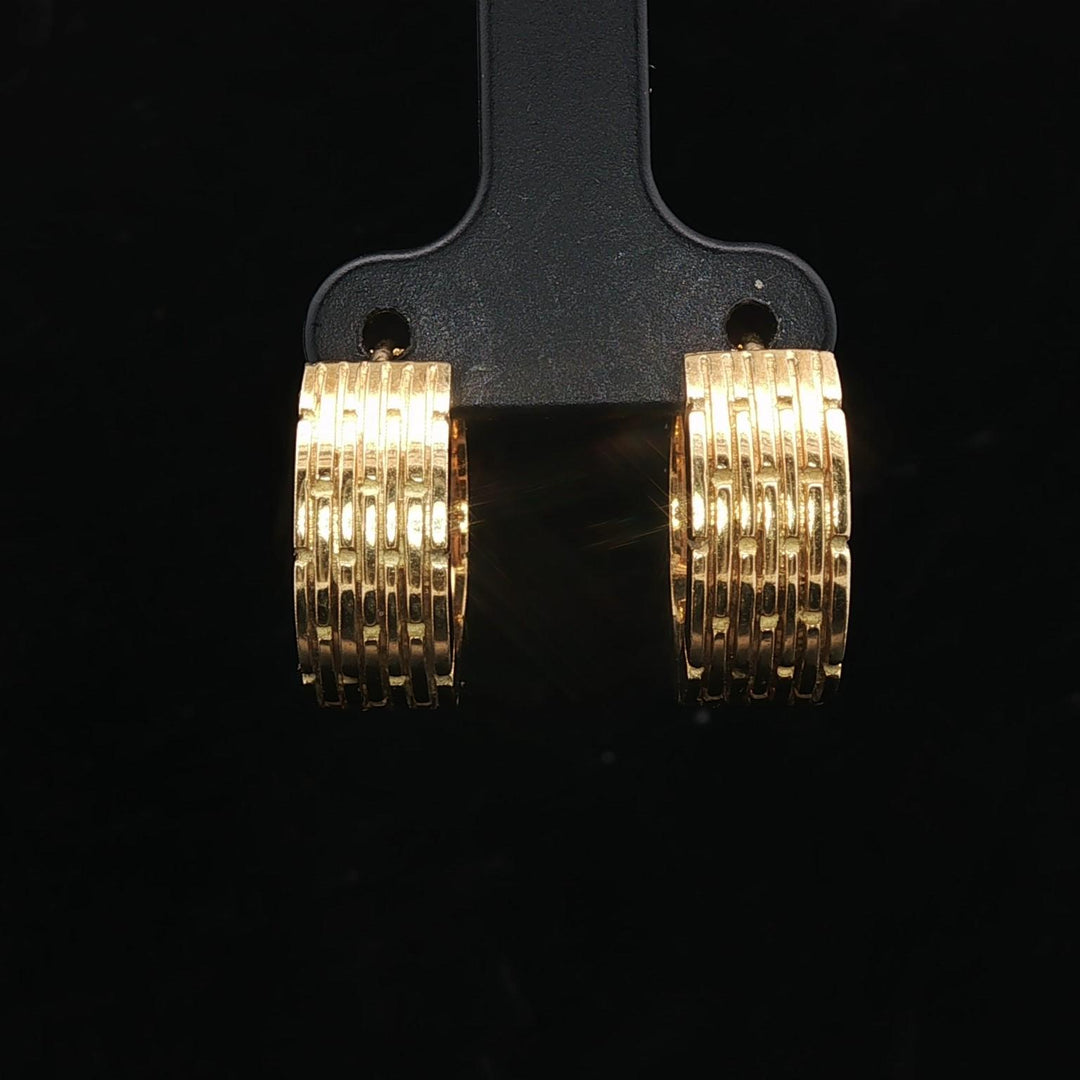 18k Yellow Gold and Black Enamel 13.4g Solid Heavy Huggie Earrings