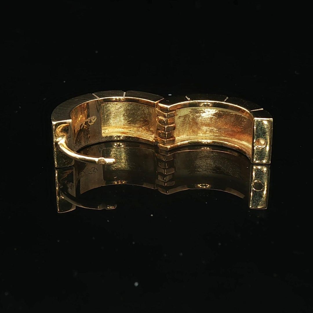 18k Yellow Gold and Black Enamel 13.4g Solid Heavy Huggie Earrings