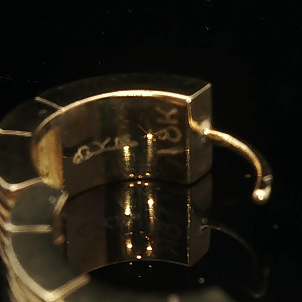 18k Yellow Gold and Black Enamel 13.4g Solid Heavy Huggie Earrings