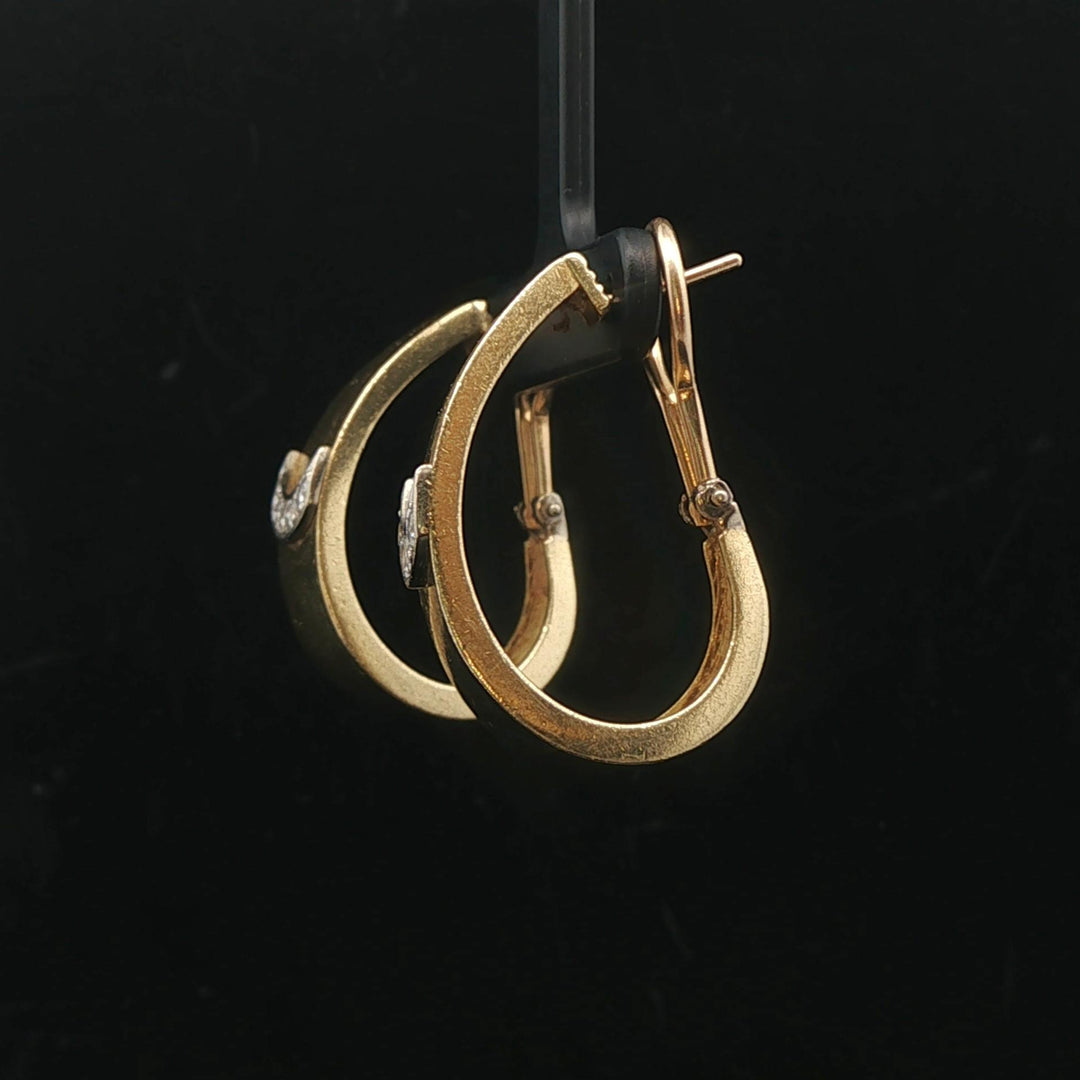 18k Yellow Gold and 0.54cttw Diamond 20.7g Heavy Vintage Hoop Earrings 1.25"