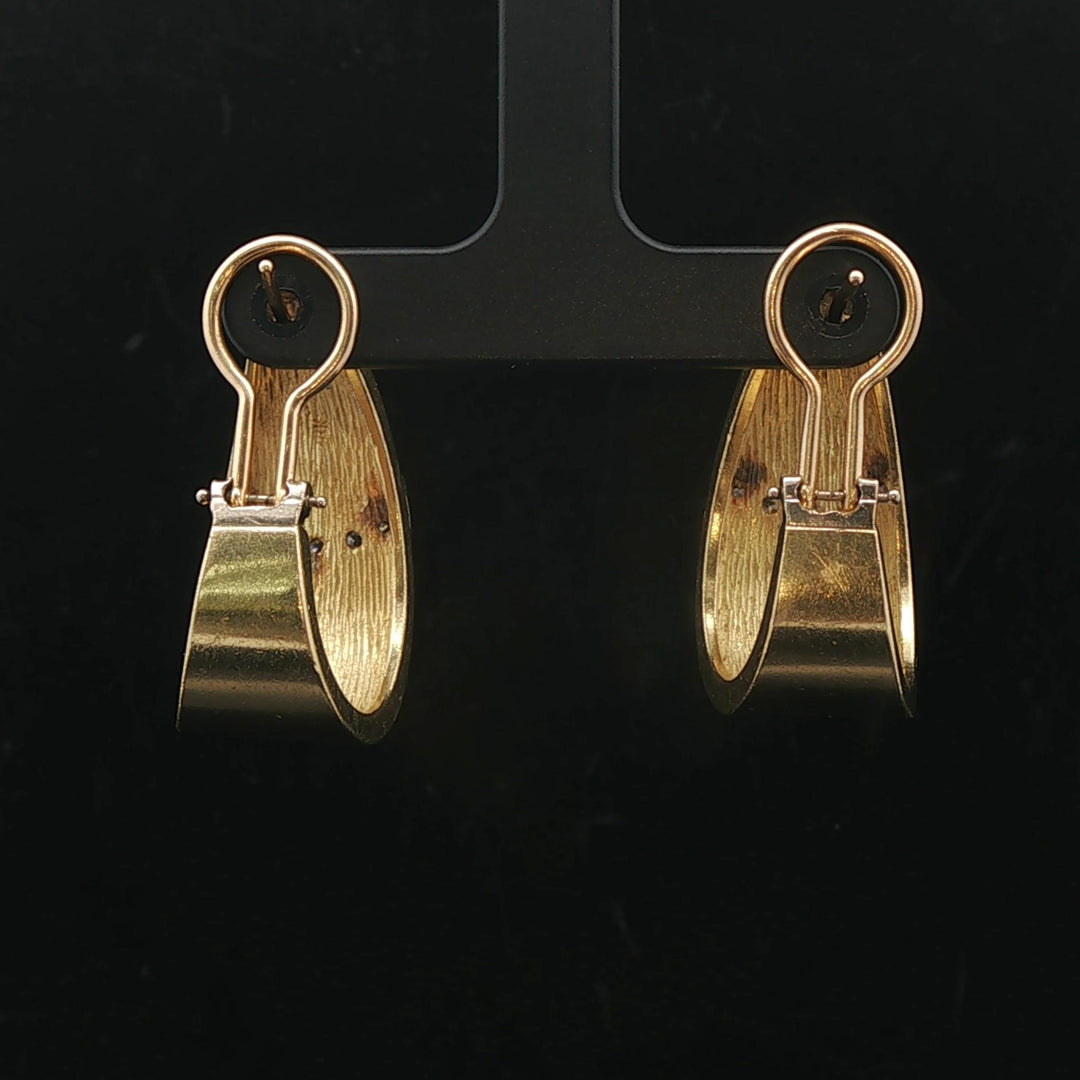18k Yellow Gold and 0.54cttw Diamond 20.7g Heavy Vintage Hoop Earrings 1.25"