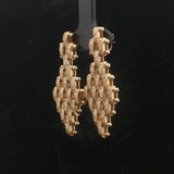 14k Yellow Gold and 1.7cttw Diamond Dangle Panther Link Earrings Italy 1.5"