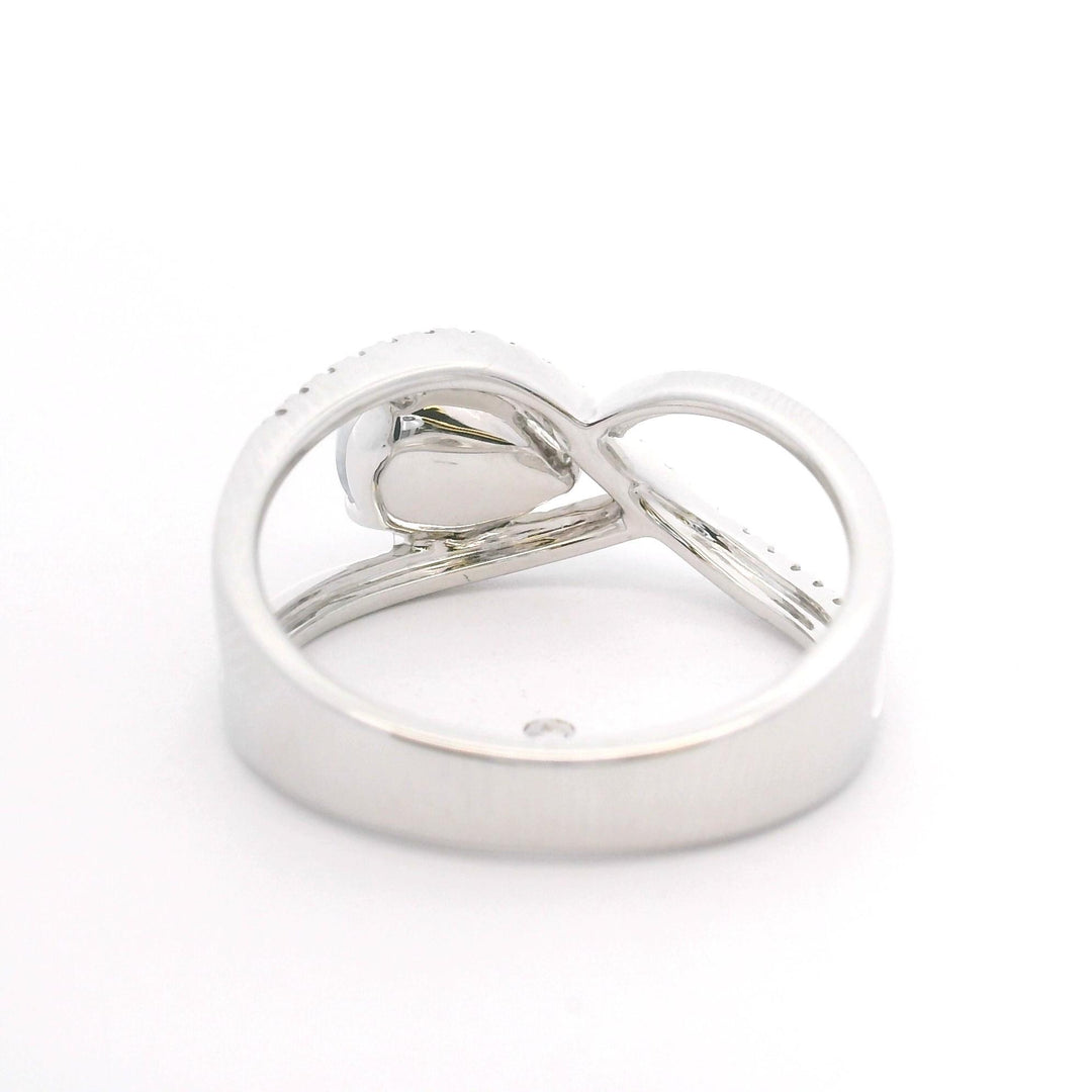 14k White Gold Moonstone and Diamond Eternity Band Ring Size 7