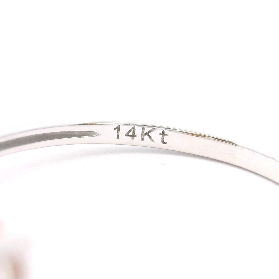 14k White Gold Orange Cabochon Opal and Diamond Ladies Ring Size 7