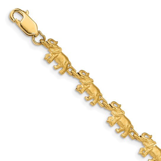 Brand New 14k Yellow Gold 6.5mm Elephant Bracelet 7