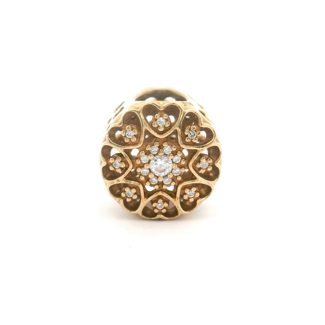 Pandora 14k Yellow Gold Hearts of Gold CZ Flower Charm 750841CZ Retired