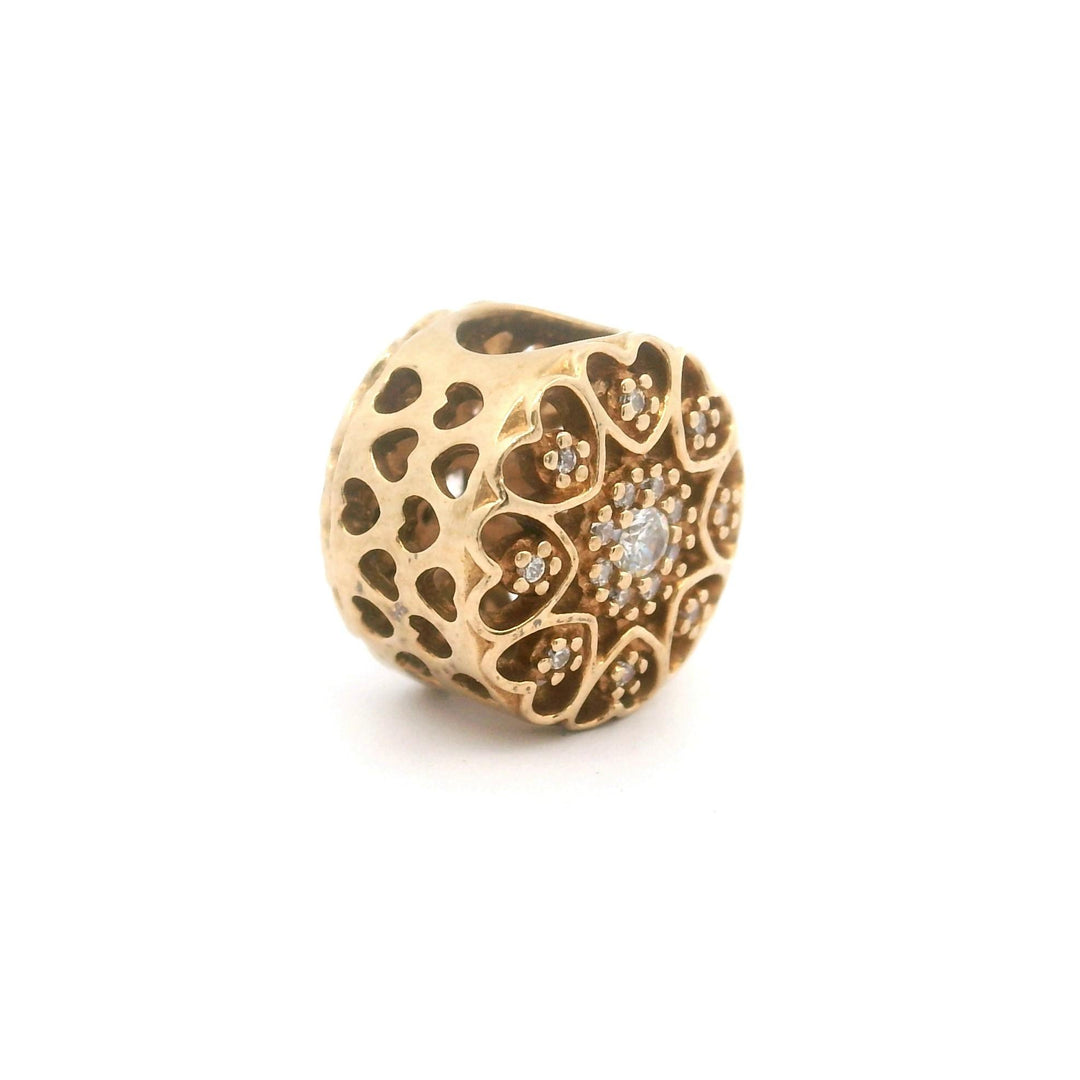 Pandora 14k Yellow Gold Hearts of Gold CZ Flower Charm 750841CZ Retired