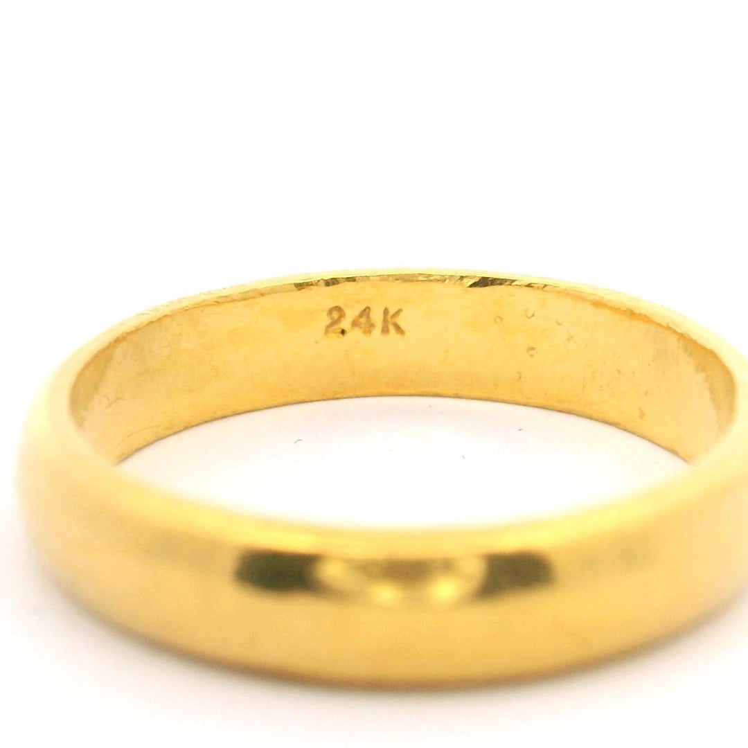 24k Pure Yellow Gold 3.8g Solid 3.5mm Ladies Band Ring Size 4.5