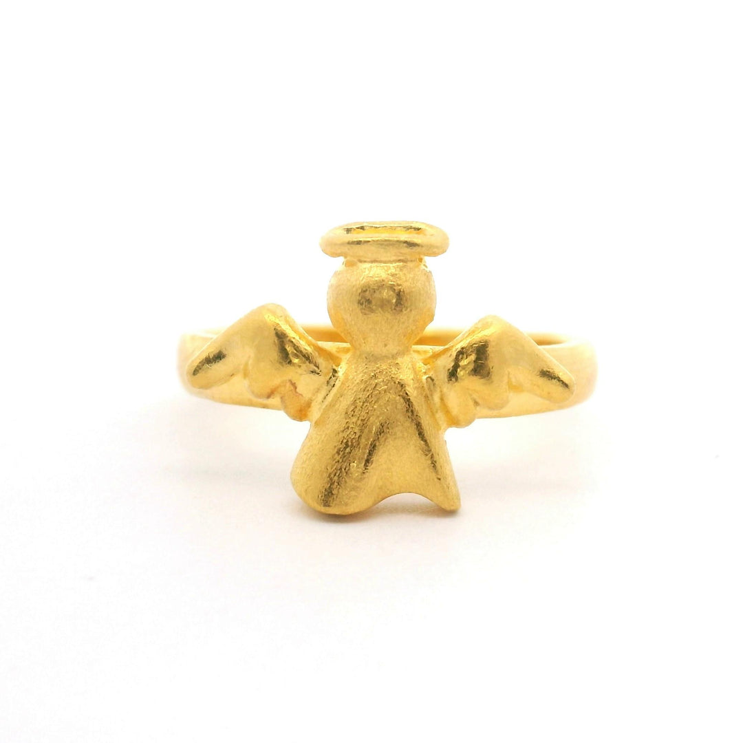 24k Pure Yellow Gold 4.7g Solid Angel Ring Size 4